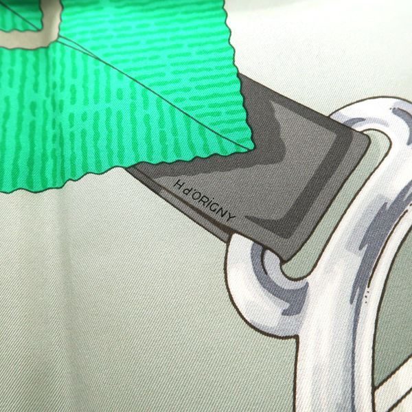 HERMES カレ90 GRAND MANEGE 大調教術 グレー スカーフ 003256S シルク