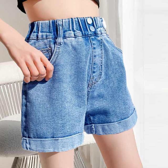 ショートパンツ 女の子 夏用 デニムショートパンツ 短パン 半ズボン ボトムス ロールアップ ジュニア デニムパンツ かわいい オシャレ 110 120 130 140 150 160 170 eason1088