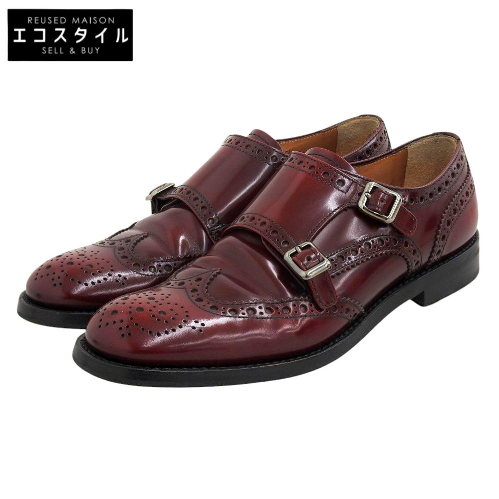 美品 Church'sチャーチパーフォレーションダブルモンクLANA赤茶37.5 美品 Church'sチャーチパーフォレーションダブルモンクLANA赤茶37.5