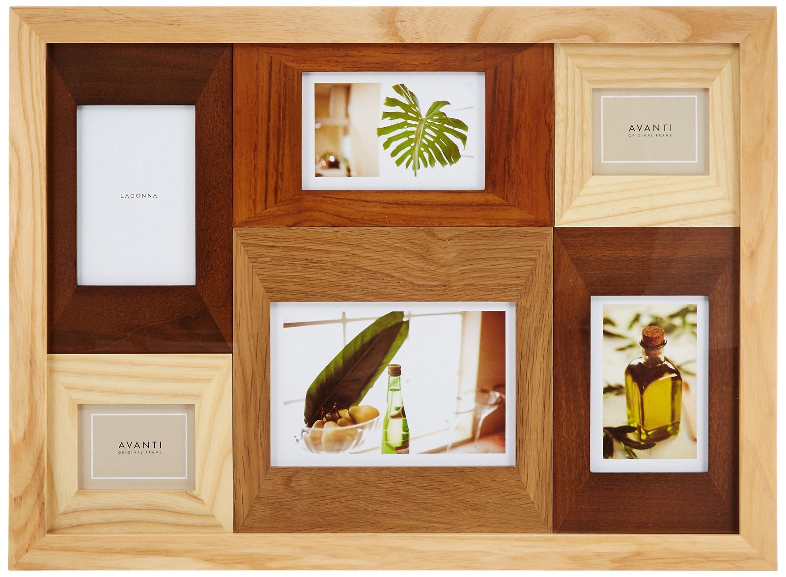 Color:ナチュラル_Style:プレート6枚_PatternName:単品 LADONNA AVANTI ウッド/フォトフレーム 多面 ナチュラル CW30-60-NT