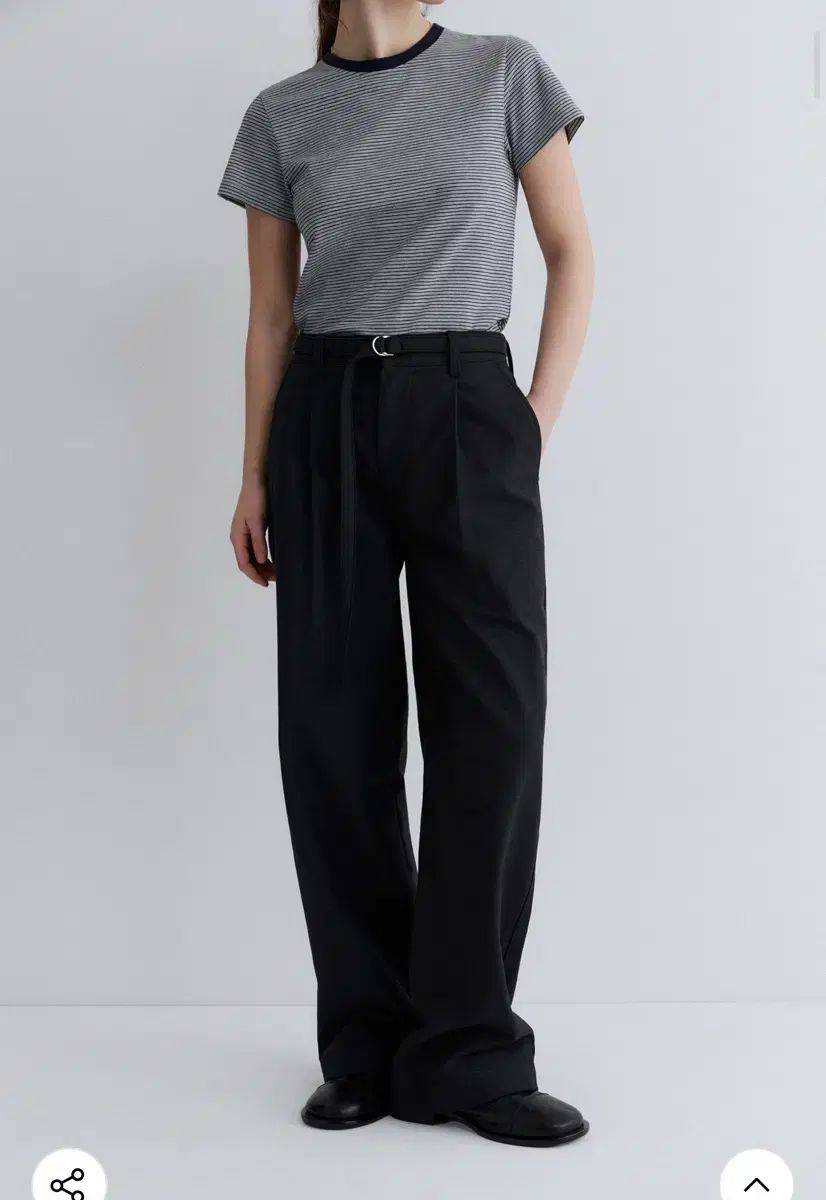 スアレ ウィメンズ 샌느 ワイド パンツ フレンチ チャコール Sサイズ