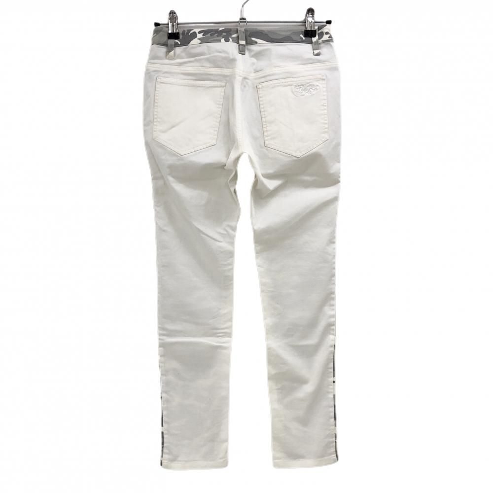 超 ダンスウィズドラゴン パンツ 白×グレー 前面カモフラ柄 迷彩 ストレッチ レディース 2 M ゴルフウェア Dance With Dragon