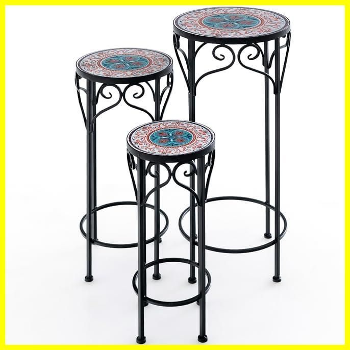 高強度 古家具◾️パイプフレーム×木製天板 3段 飾り台 ディスプレイ台