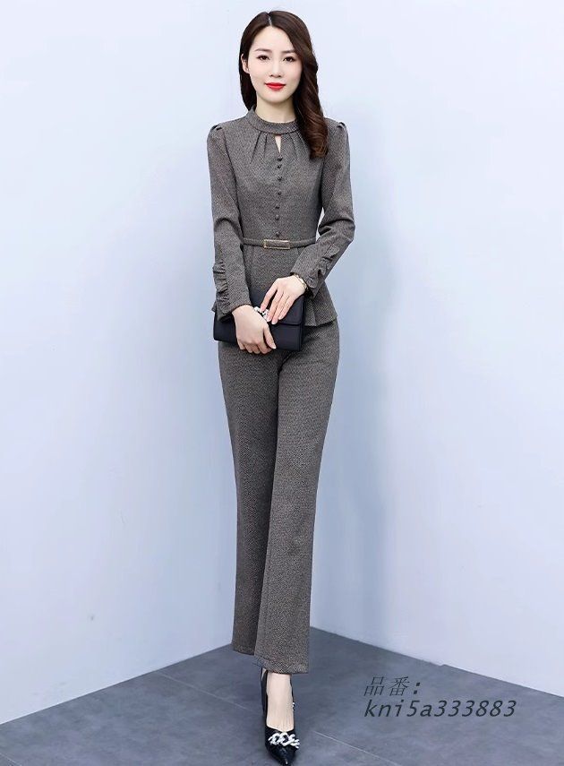 かっこいい パンツドレス ペプトップス セットアップ レディース おしゃれ ドレス お呼ばれ 3L 結婚式 袖あり パーティードレス 大きいサイズ kni5a333883