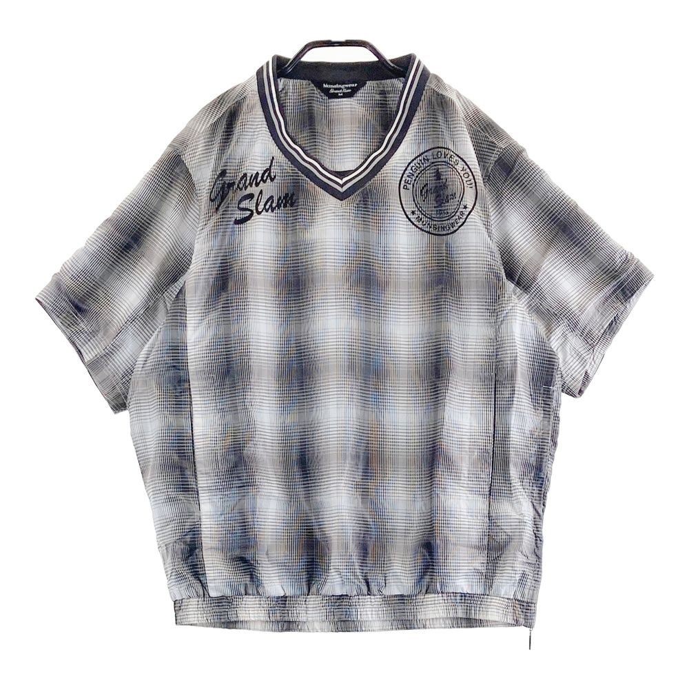 SALE，定番 サイズ：M MUNSING WEAR マンシングウェア  Vネック 半袖ブルゾン チェック柄 ブラック系 [240101528592] ゴルフウェア メンズ ストスト ジャケット