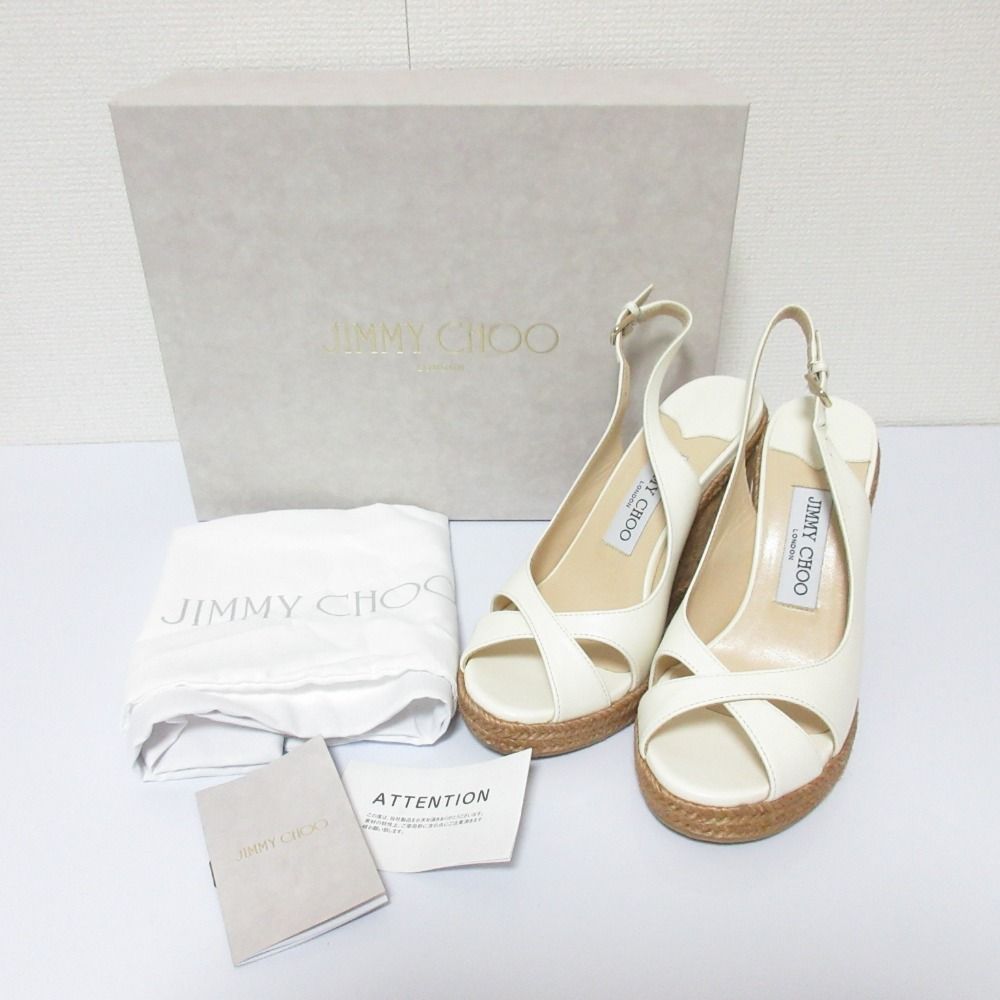 JIMMY CHOO ジミーチュウ ANELY 105 コルクサンダル サイズ36 約23cm ホワイト レディース 古着