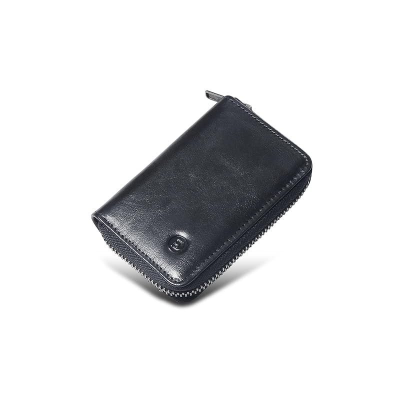 [Modiko] カードケース メンズ クレジットカードケース 本革 日本製 姫路レザー 大容量 じゃばら カード入れ スキミング防止 YKKファスナー (ブラック) 0