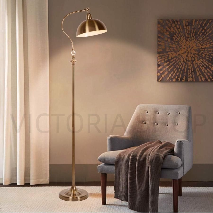 調節 なフロアランプレトロメタルアイアンヨーロピアンスタイルのリビングルームの装飾研究室電気スタンドオフィスカウンターベッドルー