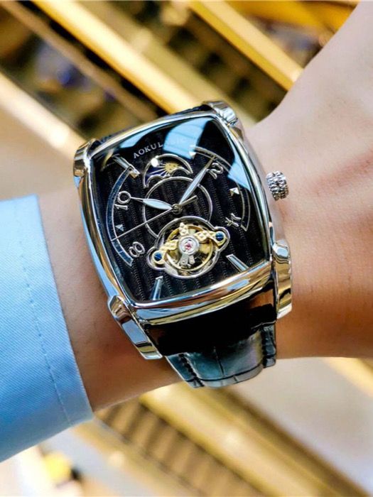 腕時計 メンズ 機械式 1個 レトロトネロトゥールビヨン スケルトン 自動巻き メカニカル 腕時計 メンズ ルミナスハンズ PUレザーベルト トップブランド ラグジュアリービジネス腕時計 ギフト