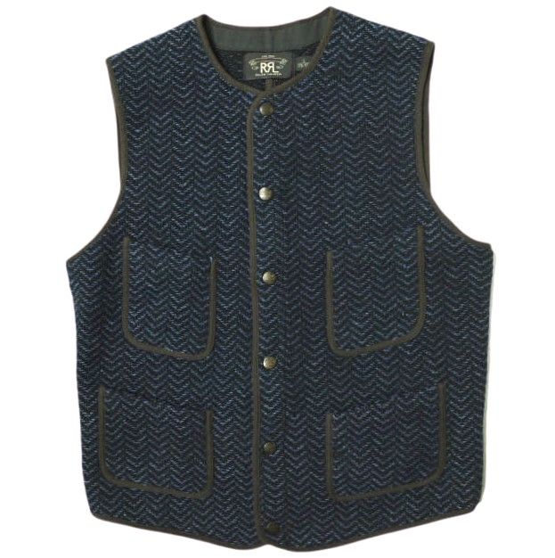 RRL ダブルアールエル INDIGO DYED SNAPFRONT VEST インディゴ染め ヘリンボーンスナップフロントベスト  782563103001 S NAVY ジレ Double RL ブラウンズビーチ トップス g18382 - メルカリ