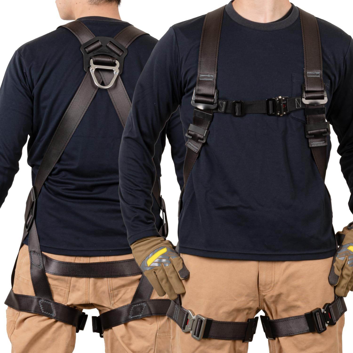 藤井電工 新規格 フルハーネス型 ブラック 黒影ハーネス フルハーネス本体のみ ダークグレー Lサイズ TH-504-OTーDG-L 水平型腿ベルト 着脱が容易なワンタッチバックル 日本製 高所作業 墜落制止用器具 フルハーネス 安全帯 ツヨロン T