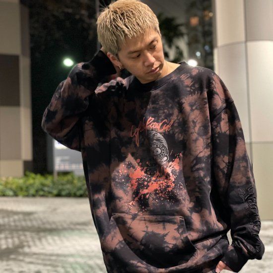 LEFLAH レフラー p-tatto tie-dye sweat（RED) 裏パイル クルーネックスウェット