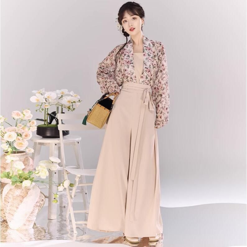 ♥ レディース漢服上下3点セットアップ