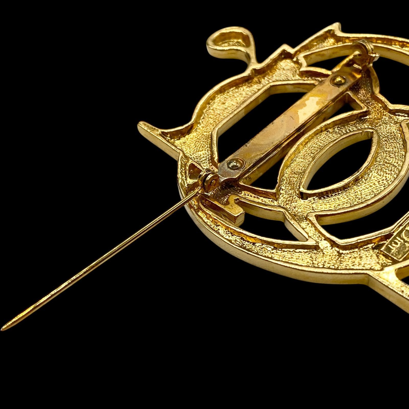 FLORENZA ブルー＆グリーン ギブレガラス 王冠 ヴィンテージ ブローチ