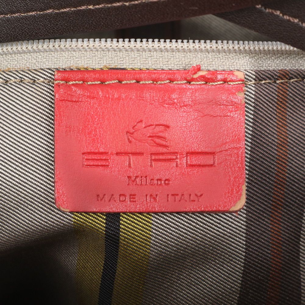 美品 エトロ イタリア製 ペイズリー パッチワーク レザー トート  