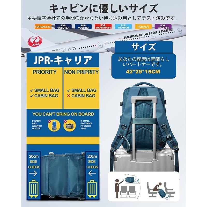 CADOLIM リュック メンズ トラベルリュック 大容量30l ビジネス リュックサック ポンプ付き真空バックパック 真空圧縮バッグ 男女兼用の大容量 真空システム付き 飛行認証済み 日常の運動 レジャーデイパック 通勤 学校に通う 旅行 1