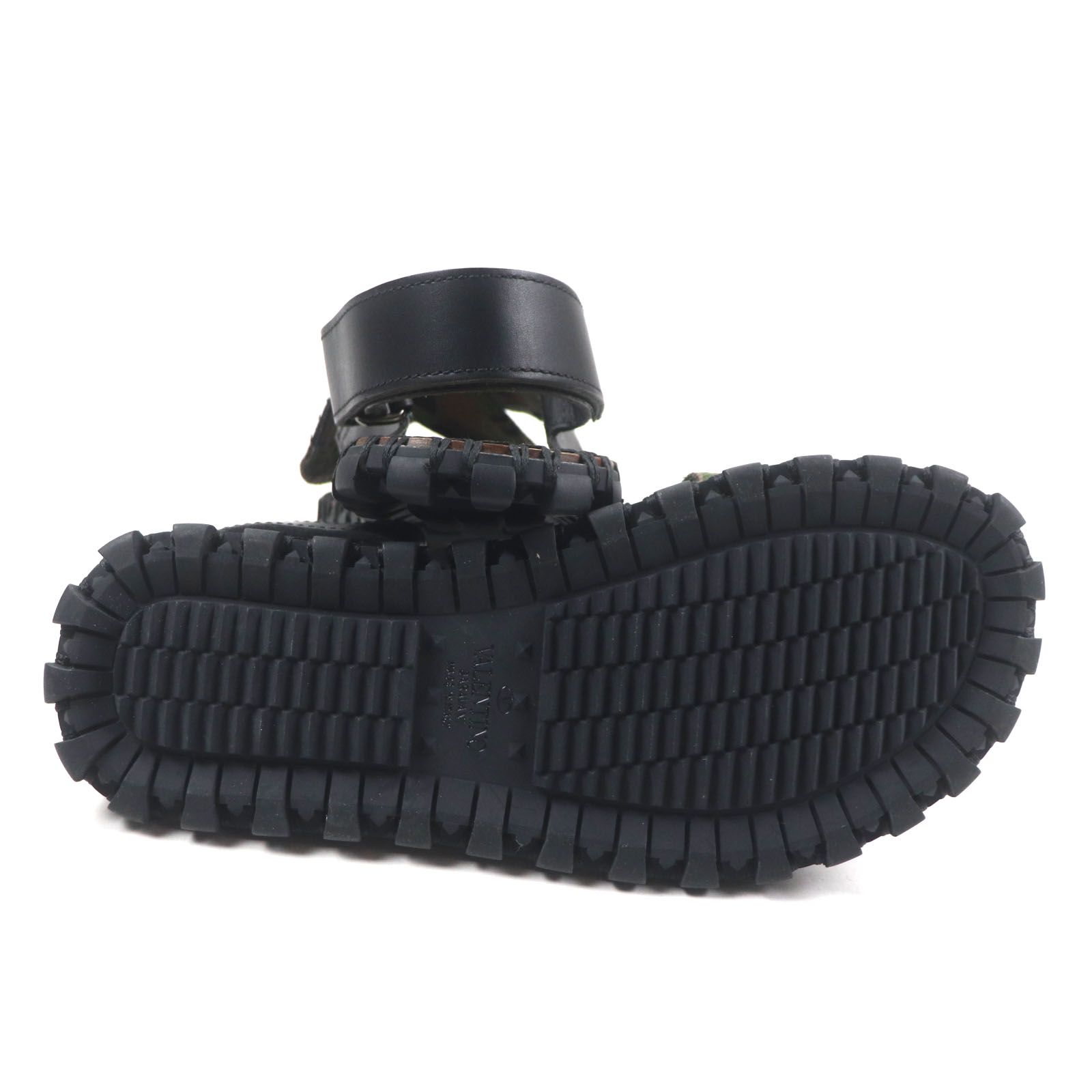 極美品▼VALENTINO ヴァレンティノ TK905 レザー キャンバス 龍刺繍 ストラップ クロス フラット サンダル ブラック カーキ 40 メンズ 極美品▽VALENTINO ヴァレンティノ TK905 レザー キャンバス 龍刺繍