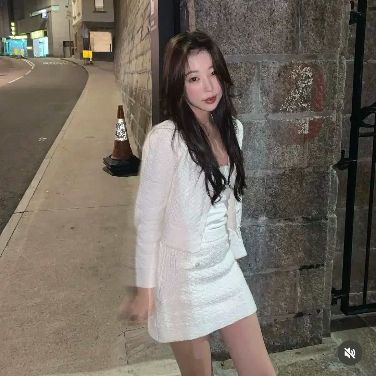 シイェ 샵シイェ 白 シャチュール ツイード ミニ スカート