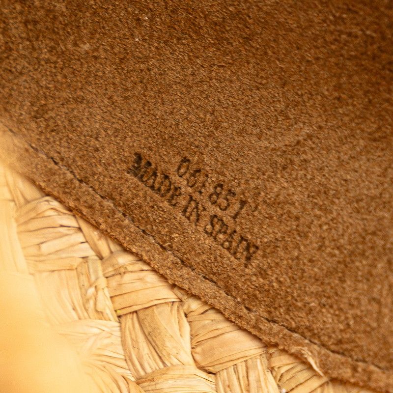 ロエベ アナグラム ゲート ベージュ オレンジ ラフィア レザー  