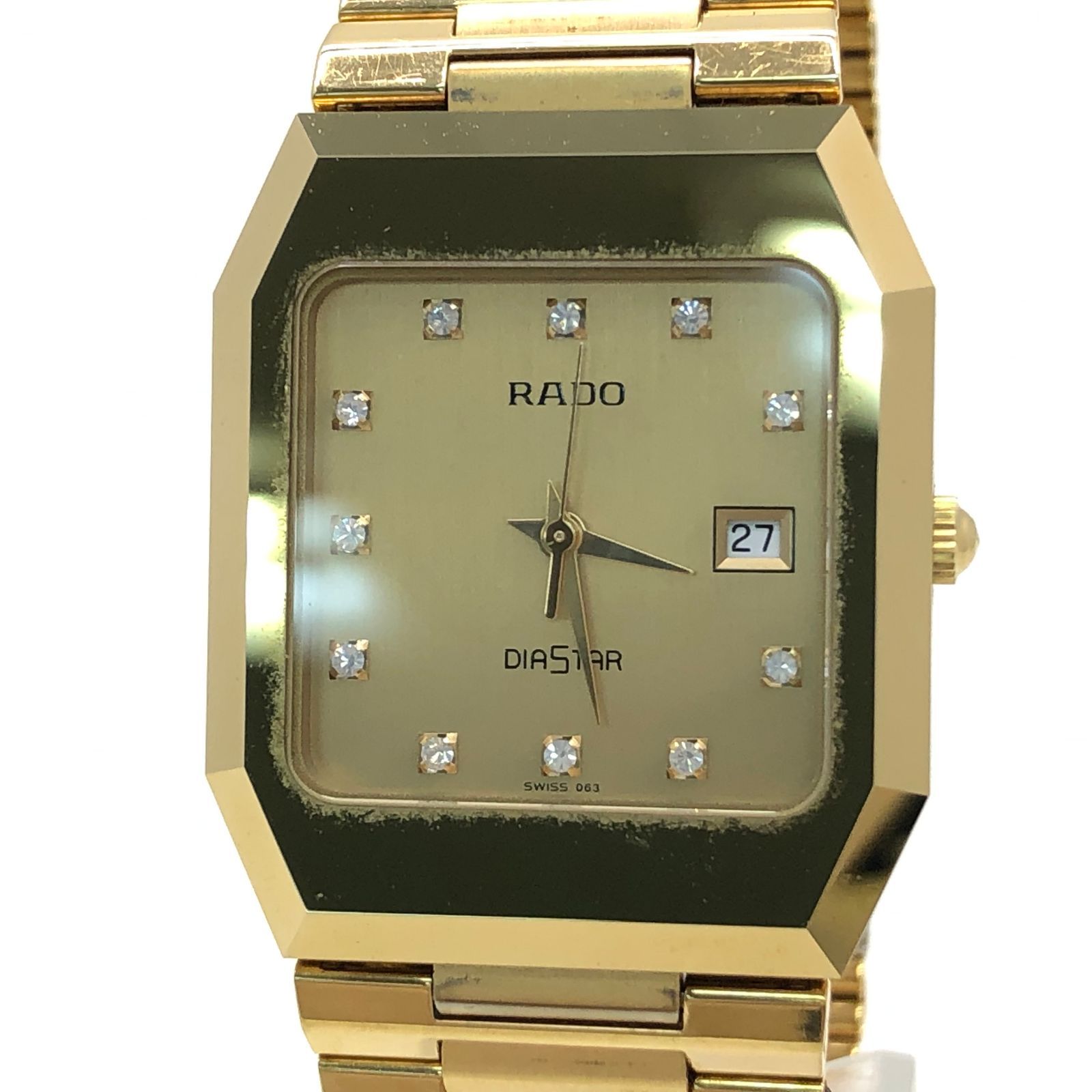 RADO DIASTAR 腕時計 ゴールド メンズ デイト 稼働品 1-904 - メルカリ