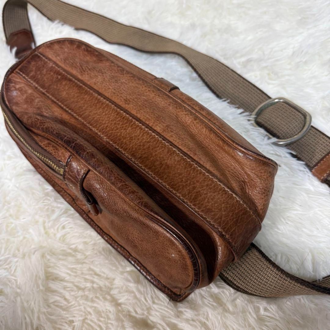 【値下げ、ほぼ未使用超美品】　aniary アニアリ レザー バッグ　ブラウン Aniary アニアリ レザーショルダーバッグ ブラウン 中古 rm