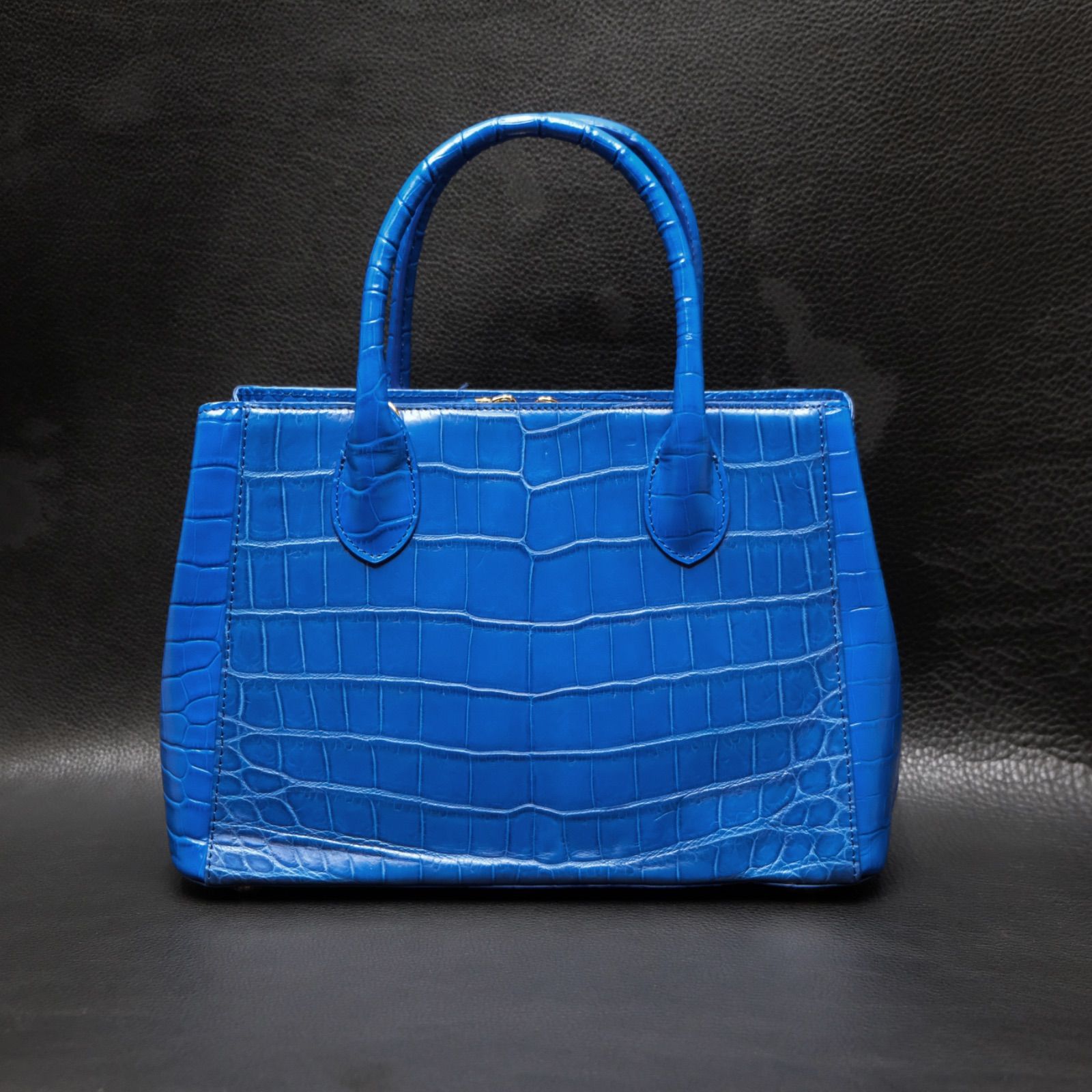 極美品! 本革 クロコダイル ハンドバッグ 2WAY ブルー系 三層 N-BY-SUCCEED エヌバイサクシード ネモフィラ ブルー系