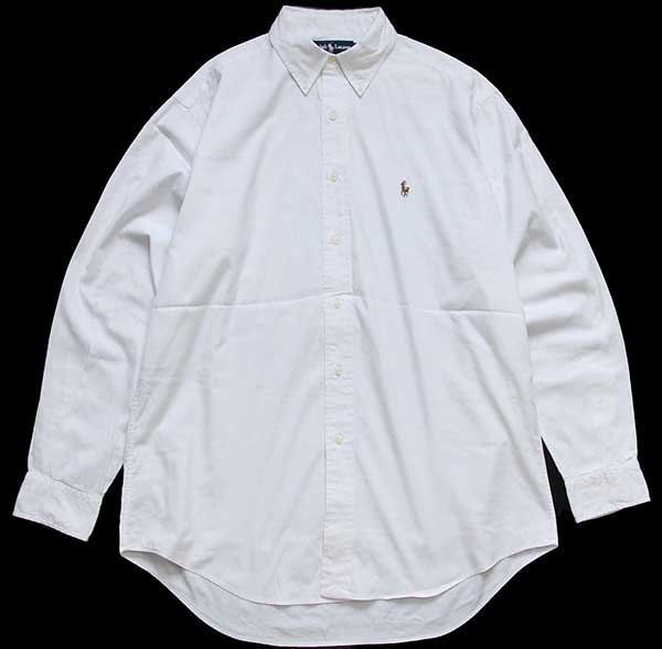 【美品希少★PINPOINT OXFORD】ラルフローレンボタンダウンシャツ★白 90s ラルフローレン ワンポイント ボタンダウン ピンポイント