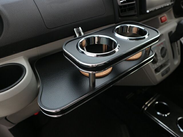 LA350/360（17/5～）ミライース　フロントテーブルu0026サイドテーブル運転席側セット　 レザーブラック　BKｘシルバー 日本製