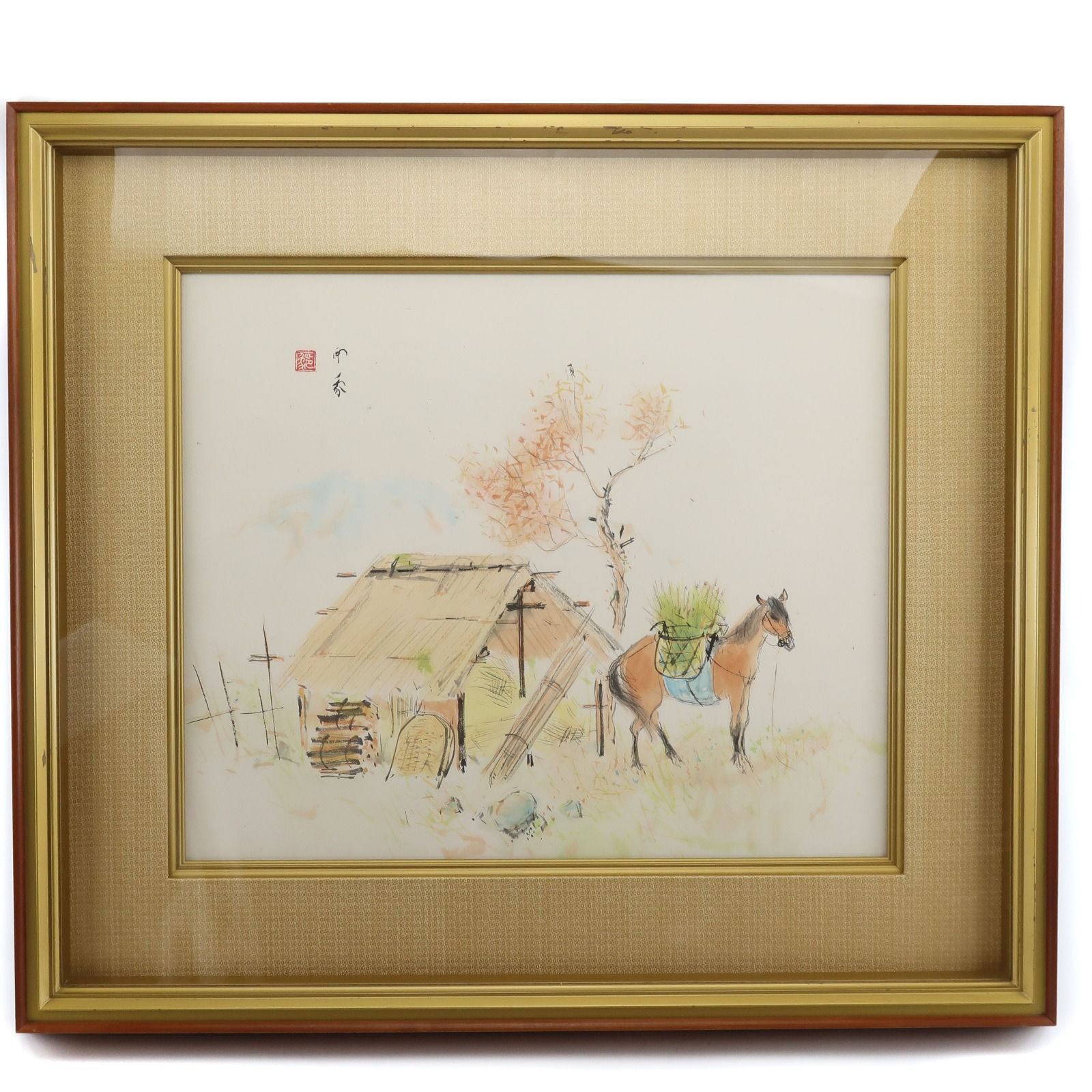 堂本印象 野子屋と馬 11号 ゴールド ユニセックス 絵画 - メルカリ