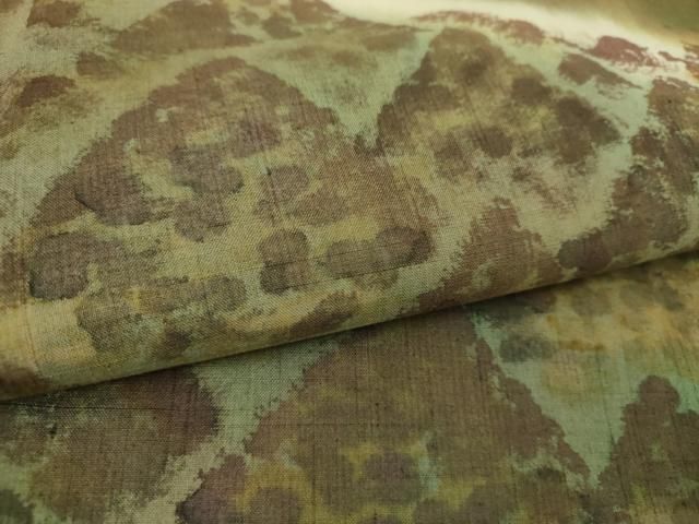 平和屋着物○男性 訪問着 紬地 手描き 遠山樹林文 正絹 逸品  