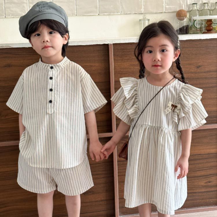 キッズ ワンピース セットアップ 女の子 男の子 シャツ 半袖 ショート
