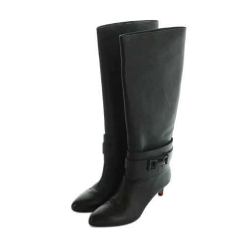 ブルーノマリ BRUNO MAGLI ロングブーツ レザー ホースビット装飾 36.5 23.5cm 黒 ブラック MI GY48