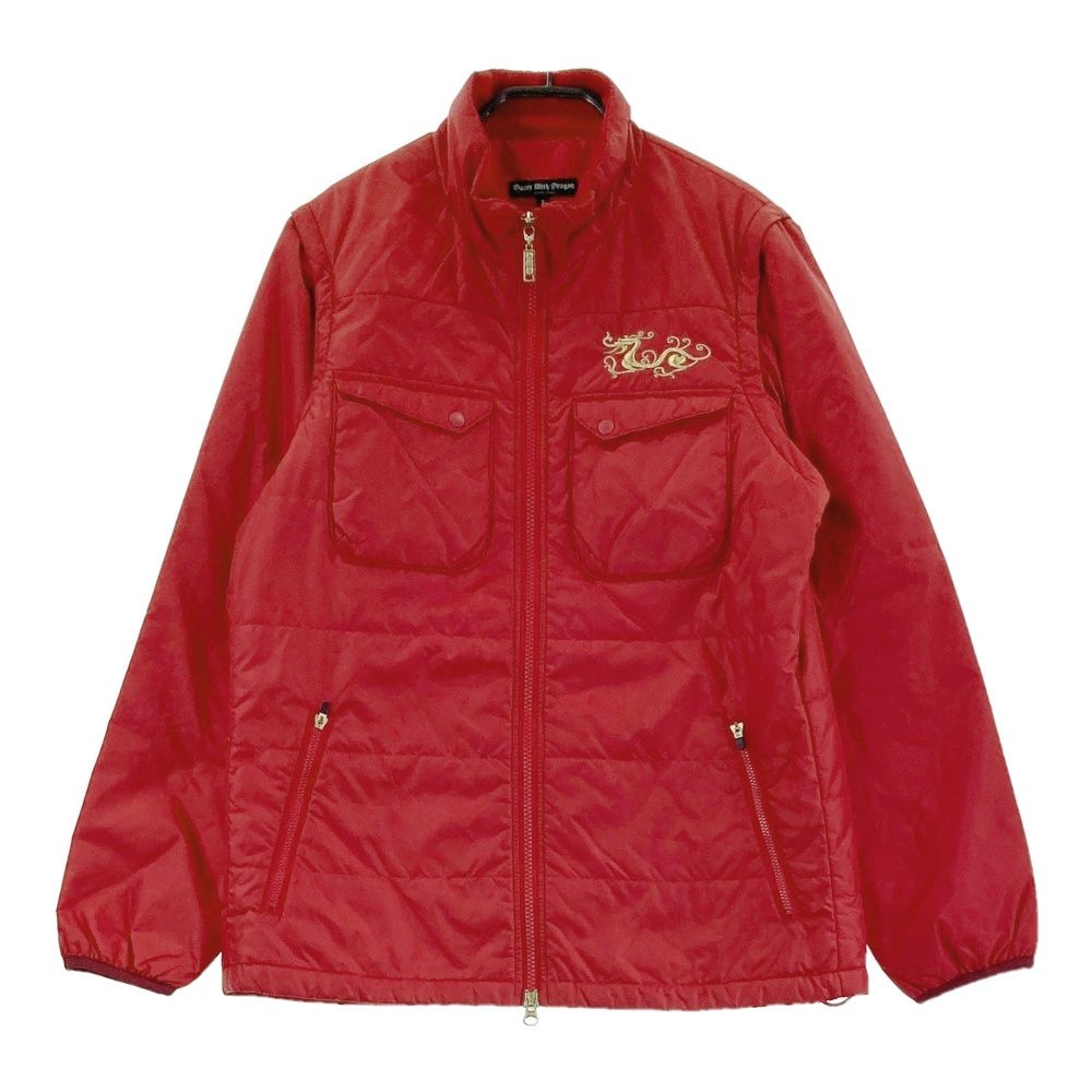 サイズ 2 DANCE WITH DRAGON ダンスウィズドラゴン 2WAY 中綿 ジップジャケット レッド系 240101421717 ゴルフウェア メンズ ストスト