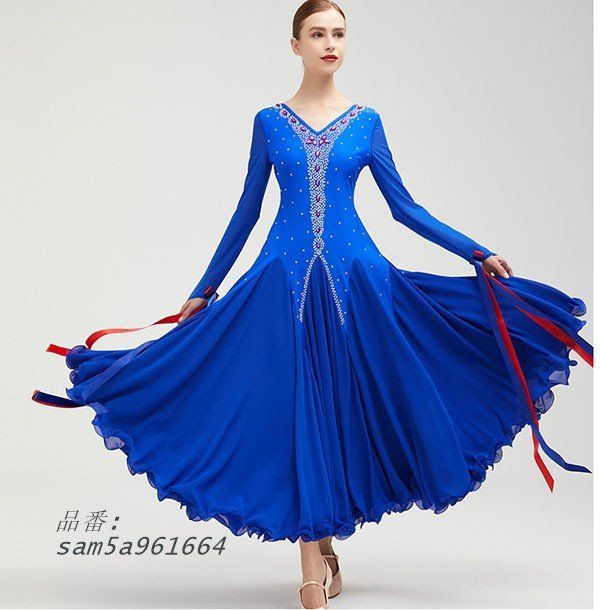 豊かな 社交ダンス ドレス 社交ダンス衣装 モダンドレス 競技用ドレス ダンス衣装 ダンスウェア ワンピース ドレス ステージ衣装 am5a961664