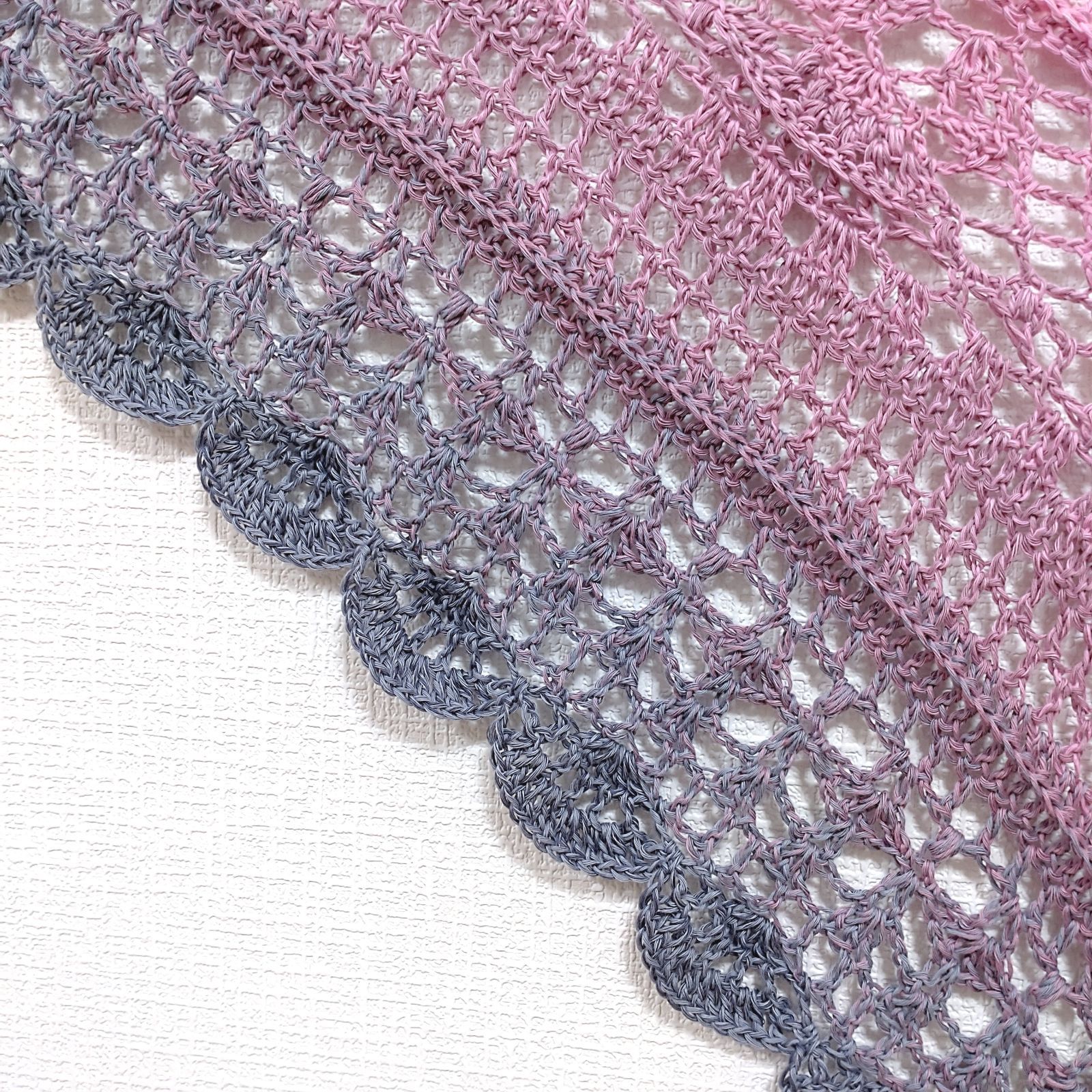 三角バレエショール 100％コットン パープル 海外糸 手洗可能 年中使用