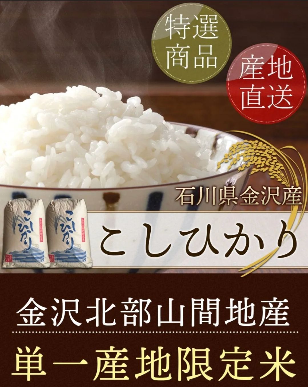 農家直送】石川県産 令和4年9月収穫 新米 こしひかり 玄米 30kg - 石川