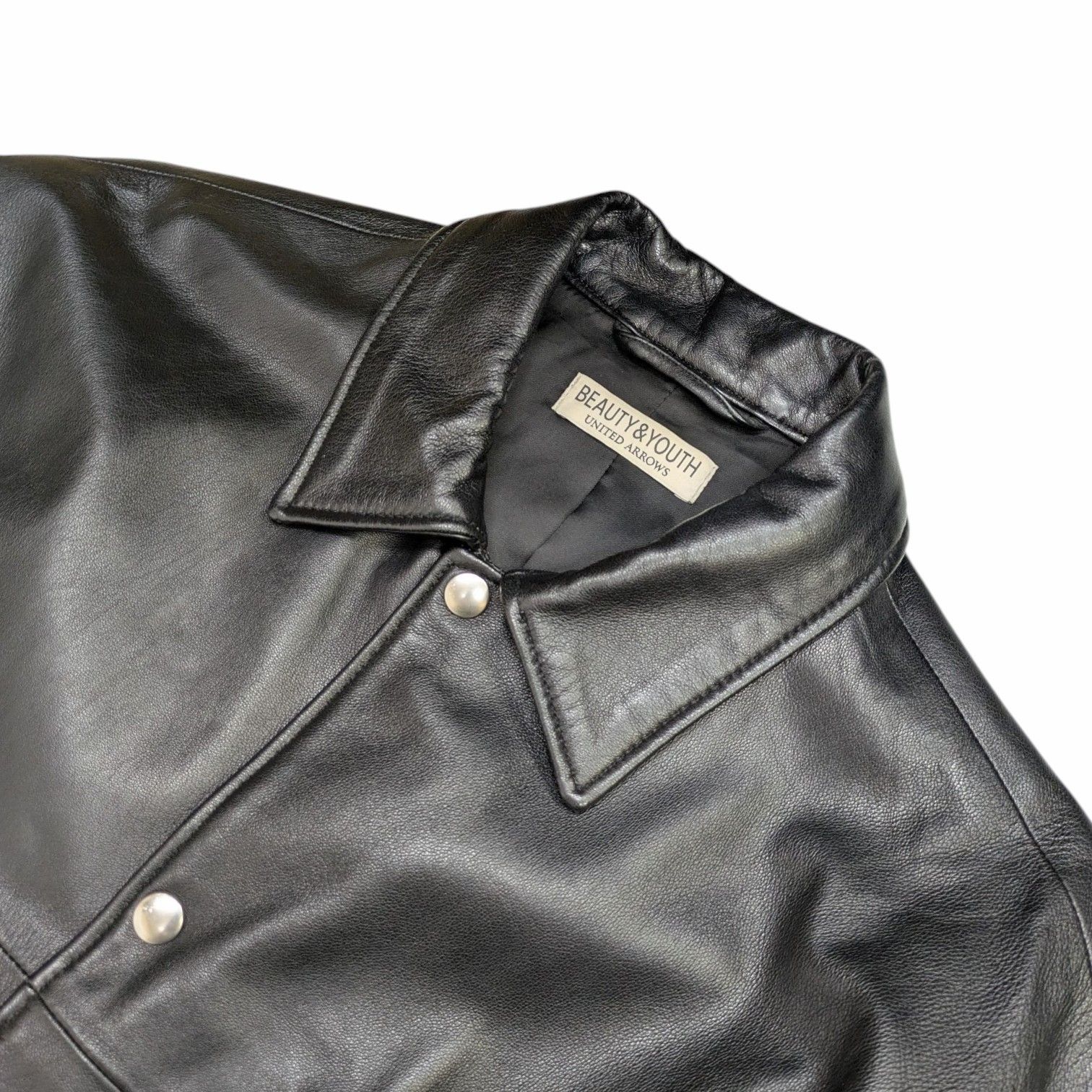 現行 美品 Beauty&Youth レザーコーチジャケット ラムレザー 22 BEAUTY&YOUTH UNITED ARROWS ビューティーアンドユース