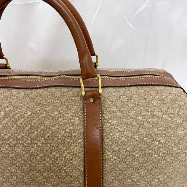 セリーヌ ボストンバッグ ベージュ ブラウン マカダム M06 旅行鞄 PVC