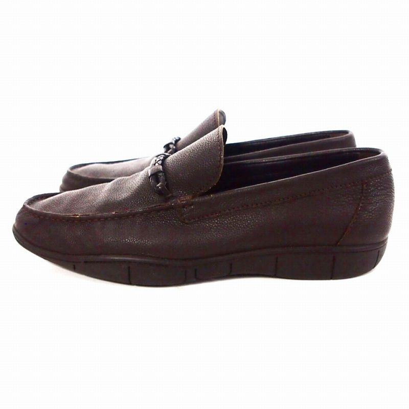 ア テストーニ a.testoni ローファー スリッポン 靴 7.5 ブラウン 茶