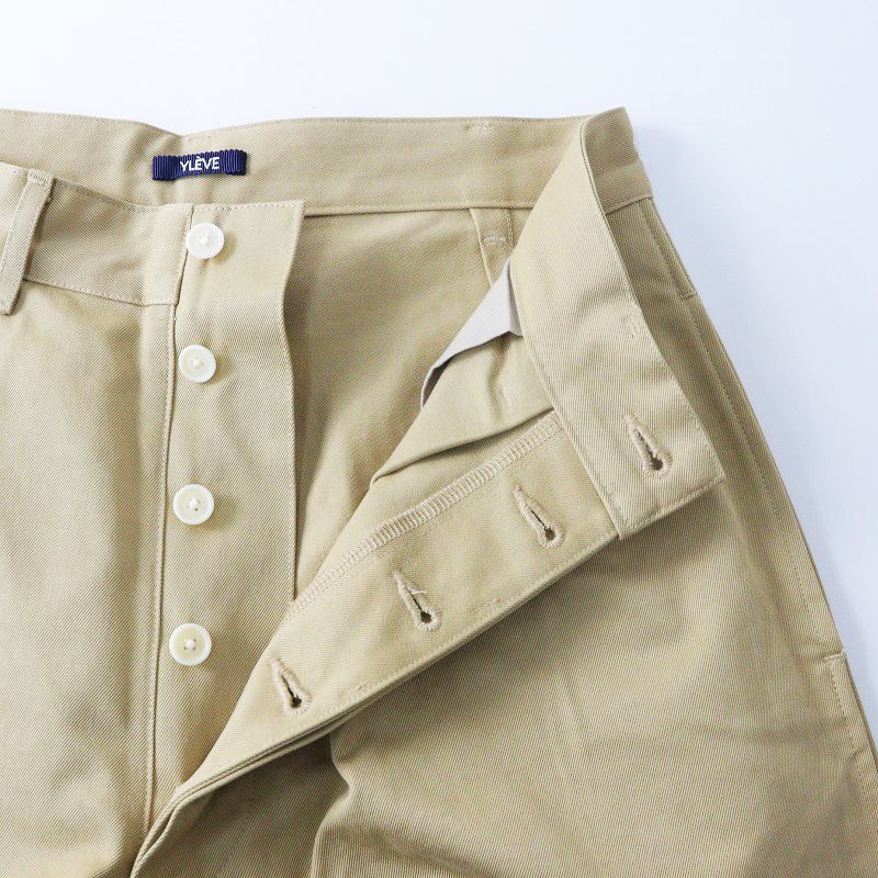 美品 イレーヴ YLEVE FINX COTTON CHINO WIDE TR 1/ベージュ コットンチノワイドトラウザー パンツ  タック【2400013929387】 - メルカリ