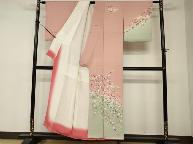 平和屋着物■極上　訪問着　霞花車文　暈し染め　金銀彩　薄紅色地　逸品　未使用　CYAA3793s5 平和屋着物□訪問着 霞籬花文 暈し染め 金銀彩 正絹