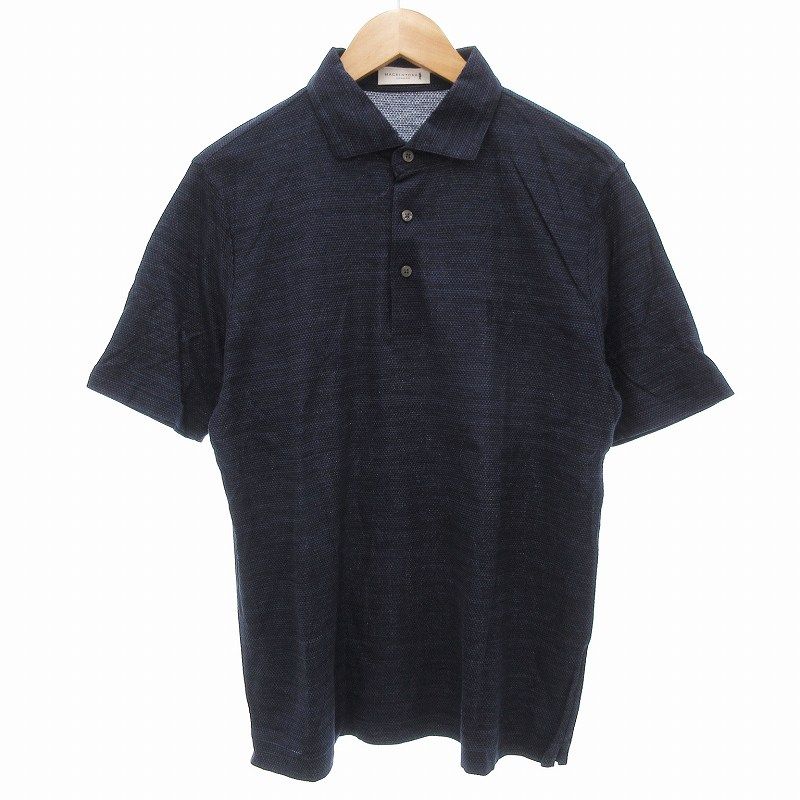 【使用１回】マッキントッシュロンドン　ロゴ入りポロシャツ　襟付き　L　黒　鹿の子 マッキントッシュ ロンドン MACKINTOSH LONDON ポロシャツ 半袖