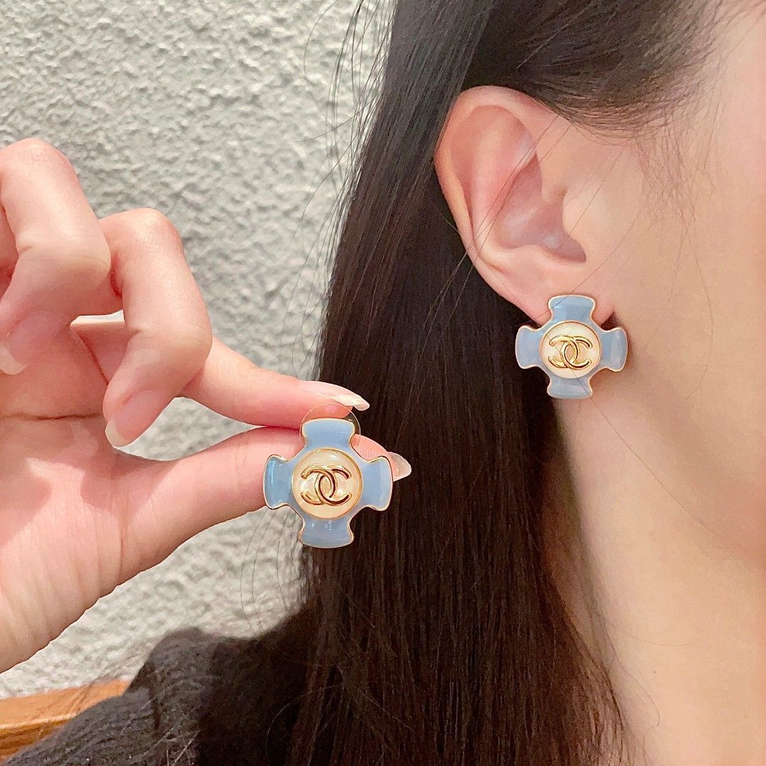 【美品】CHANEL ヴィンテージ　ピアス　デニムブルー 涼やかな輝き♪】シャネル☆フープピアス デニム (CHANEL/ピアス