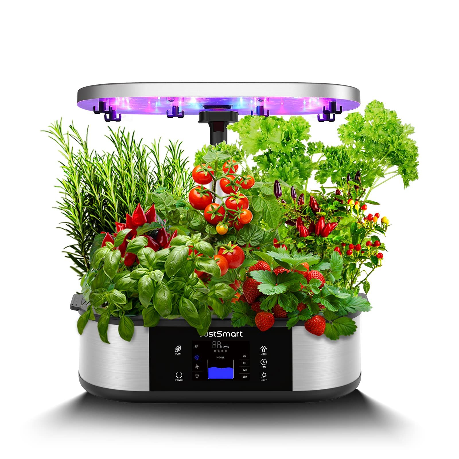 商品 JustSmart 水耕栽培キット 室内 水耕栽培 おしゃれ 家庭菜園 育苗キット LEDライト付き タイマー 循環式ポンプ ランプシェードの高さ調節 APPなし GS1 Lite