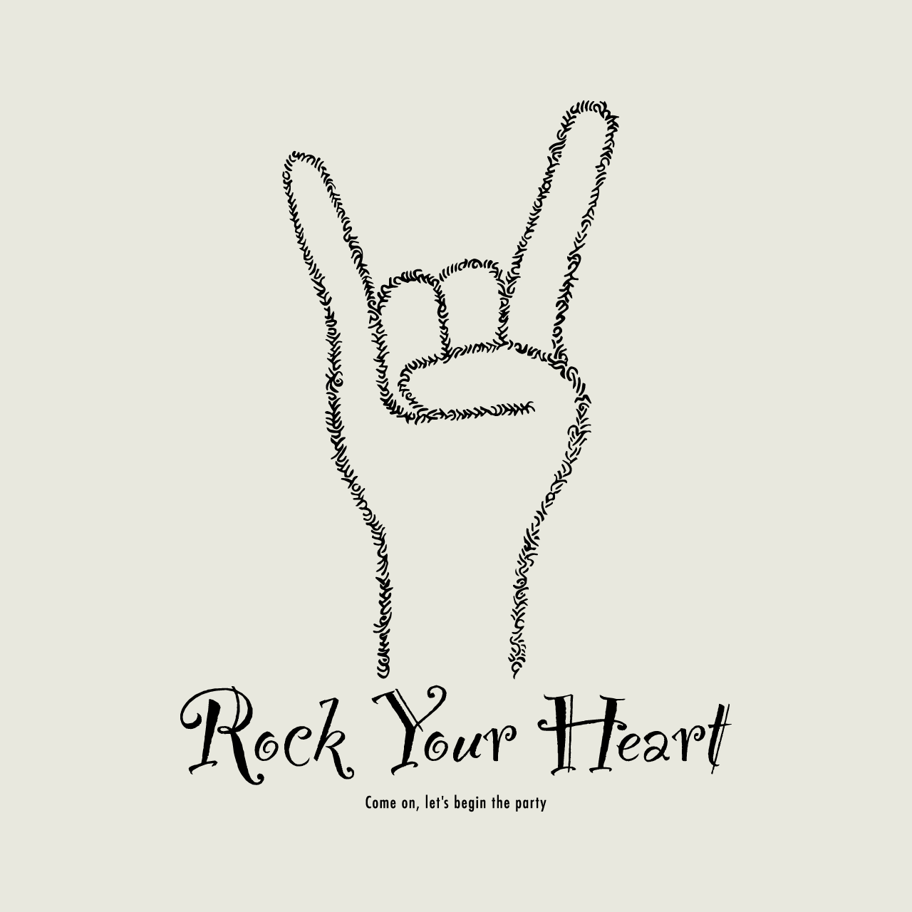 グラフィックロングTシャツ　Rock Your Heart Mono / White -Long-