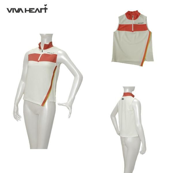 ビバハート VIVA HEART レディース 春夏 UVケア 吸水速乾 リップル カラーブロック ハイネックノースリーブシャツ 012-24471