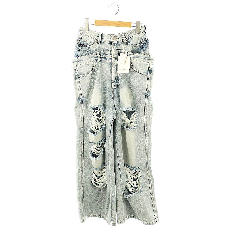 ザトゥー THE TOE LEXINGTON DOUBLE BELT DENIM PANTS デニム パンツ S ライトブルー |SY OS