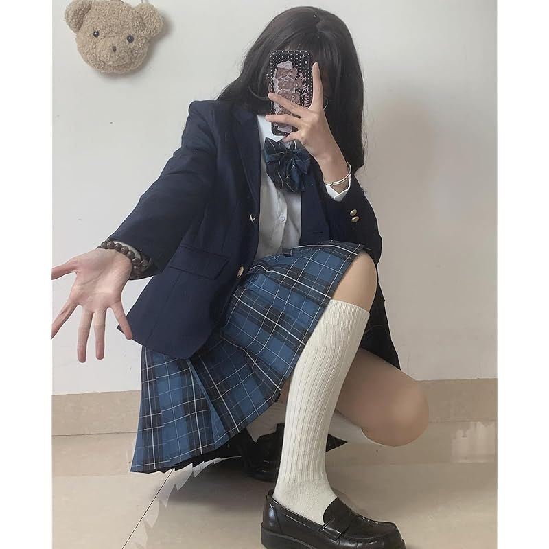 小説 QOOLY JK制服 コスプレ 学生 スクール ジャケット ファッション レディース JK cos コス 紺色 S 1