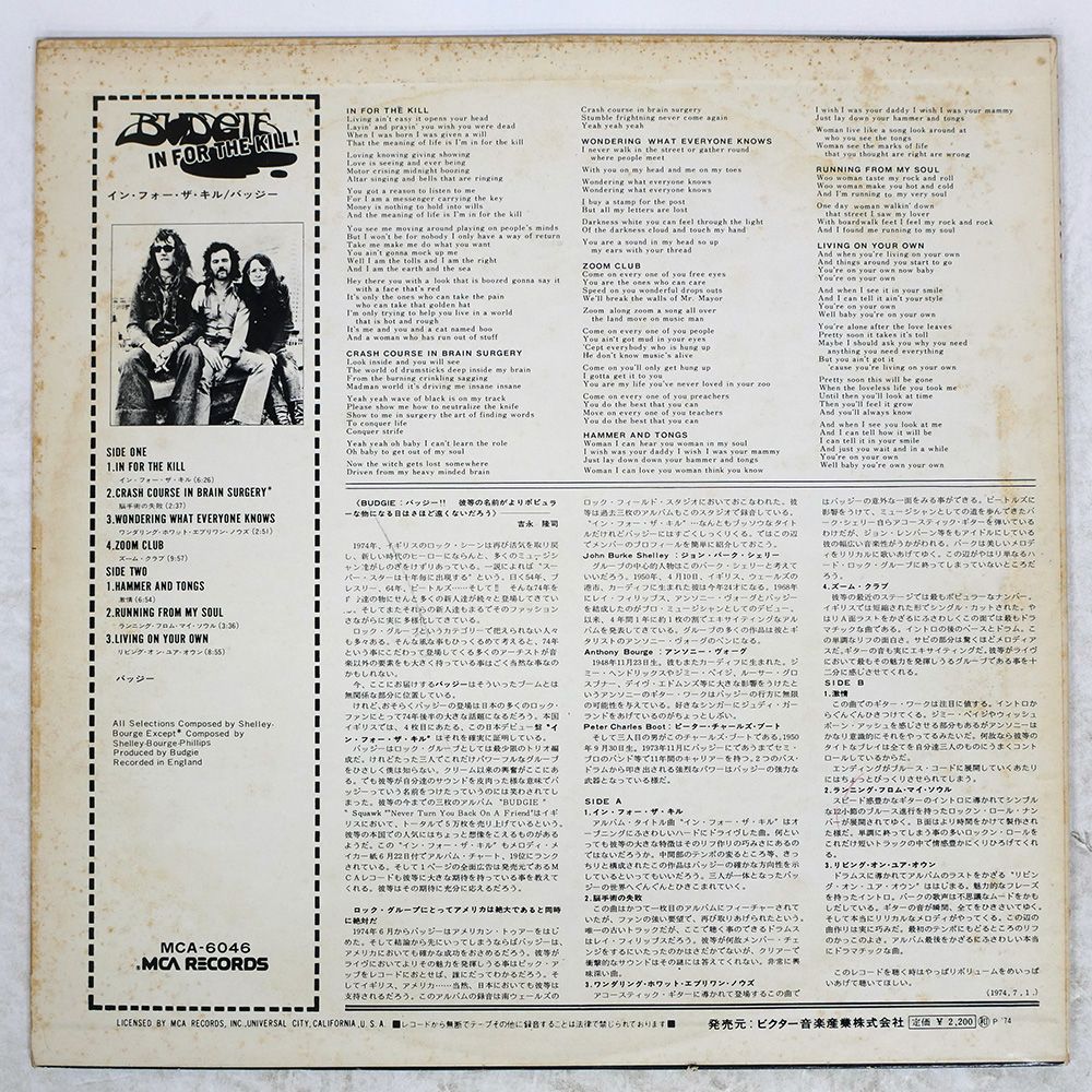 盤 バッジ―|インフォーザキル|MCA MCA6046 LP