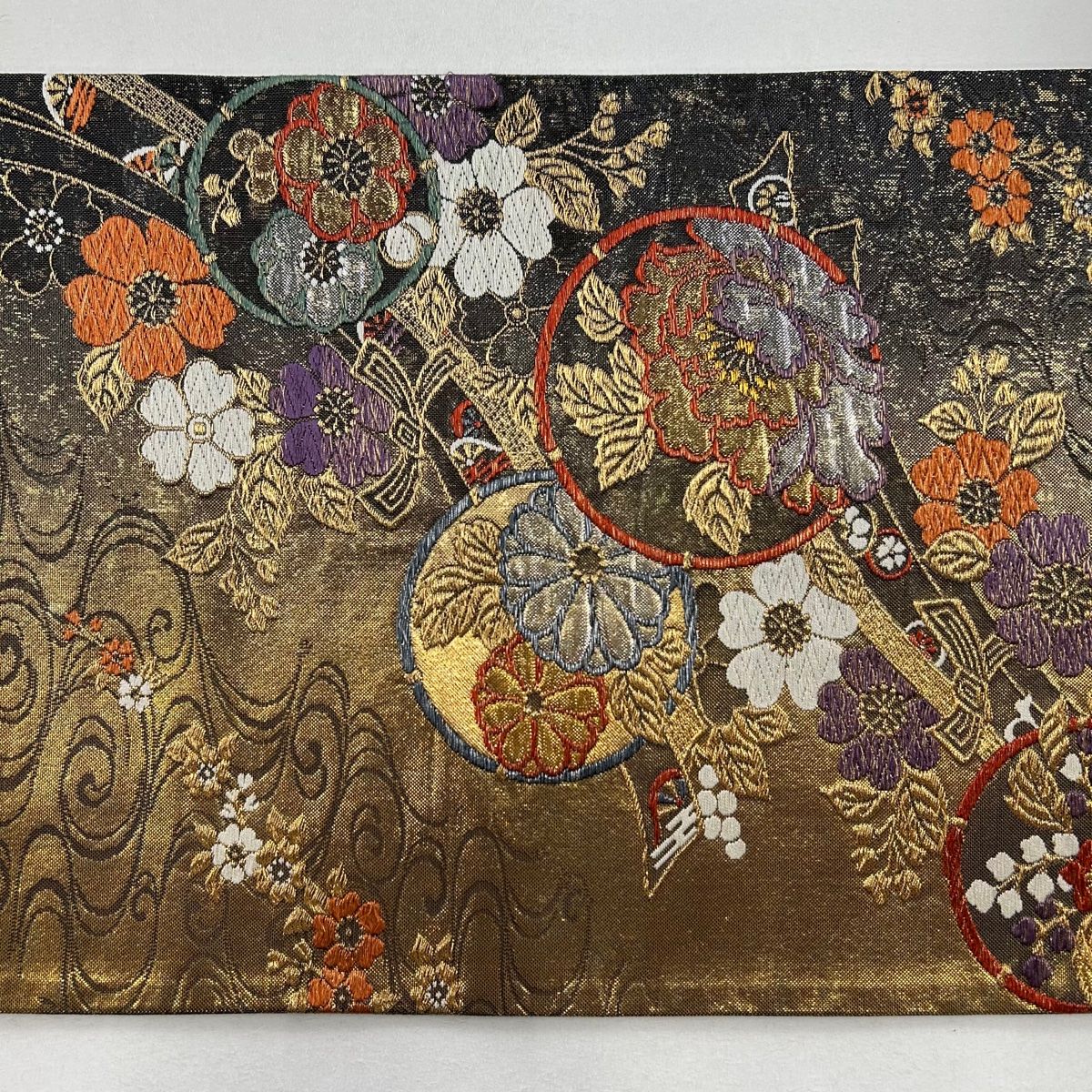 帯39 高級 正絹 六通 袋帯 牡丹 jatmxzb